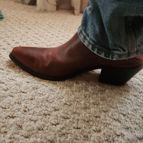 Code West Brown Leather Western Heeled Mules Size 10 - Picture 2 of 9